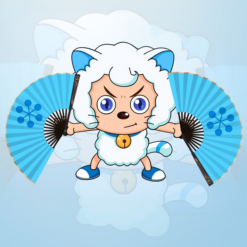 喜羊羊同款寒冰扇子10寸8寸双面绢布儿童折扇小学生可折叠动画扇