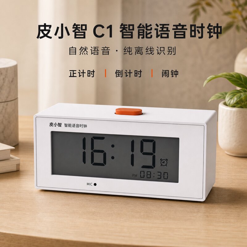 [语音识别]智能语音闹钟电子钟倒计时器正计时学生老人儿童提醒器