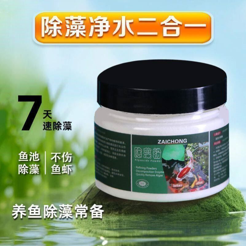 除藻粉鱼缸除藻剂锦鲤鱼池去除青苔藻类净化水质绿藻专用-1txy