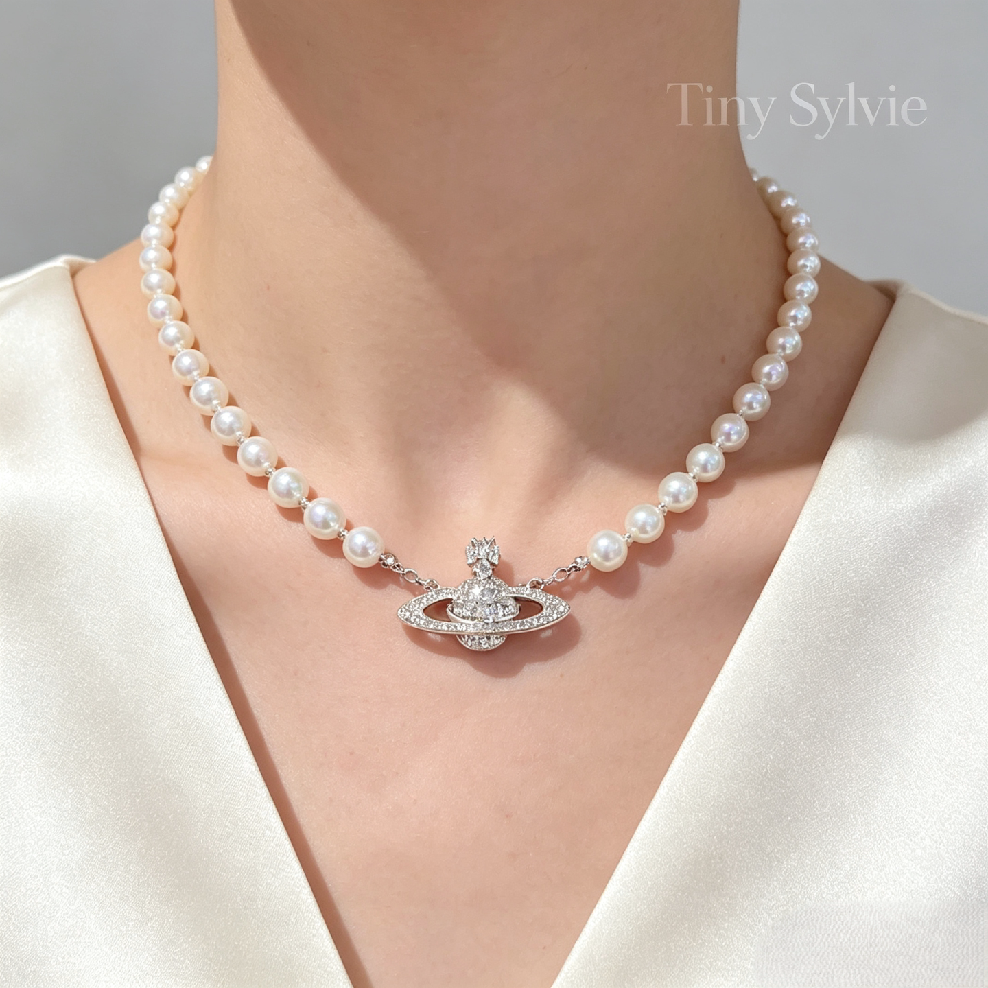 Tiny Sylvie西太后土星珍珠项链女轻奢锁骨链高级感叠戴日常颈链