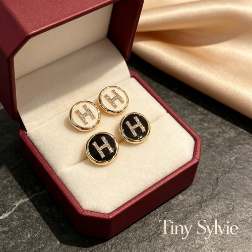 Tiny Sylvie日韩字母H耳环小众设计感耳钉S925纯银针轻奢网红耳饰