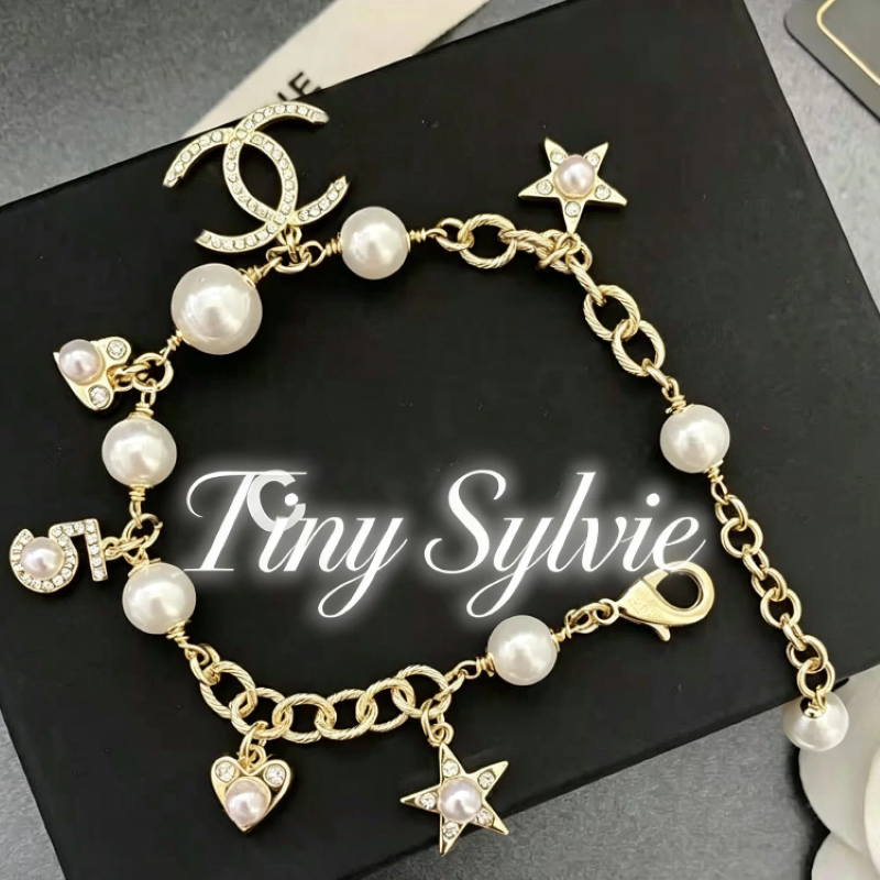 小香风桃心双C珍珠手链