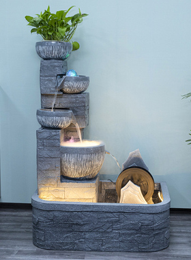 高山流水摆件循环水客厅鱼缸加湿器风车假山喷泉阳台景观鱼池造景