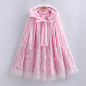 扮表演拖地长斗篷 宝宝生日装 女童冰雪奇缘爱莎公主披风春秋装 新款