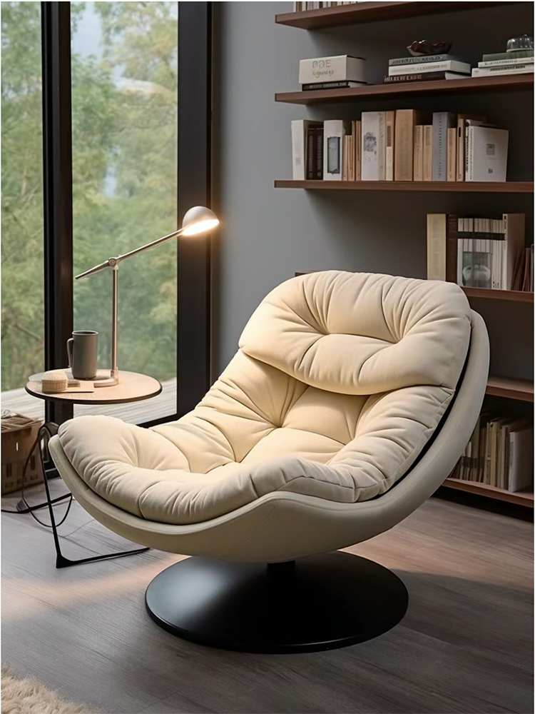 北欧轻奢单人沙发椅设计师款客厅阳台可旋转休闲懒人可睡可躺单椅