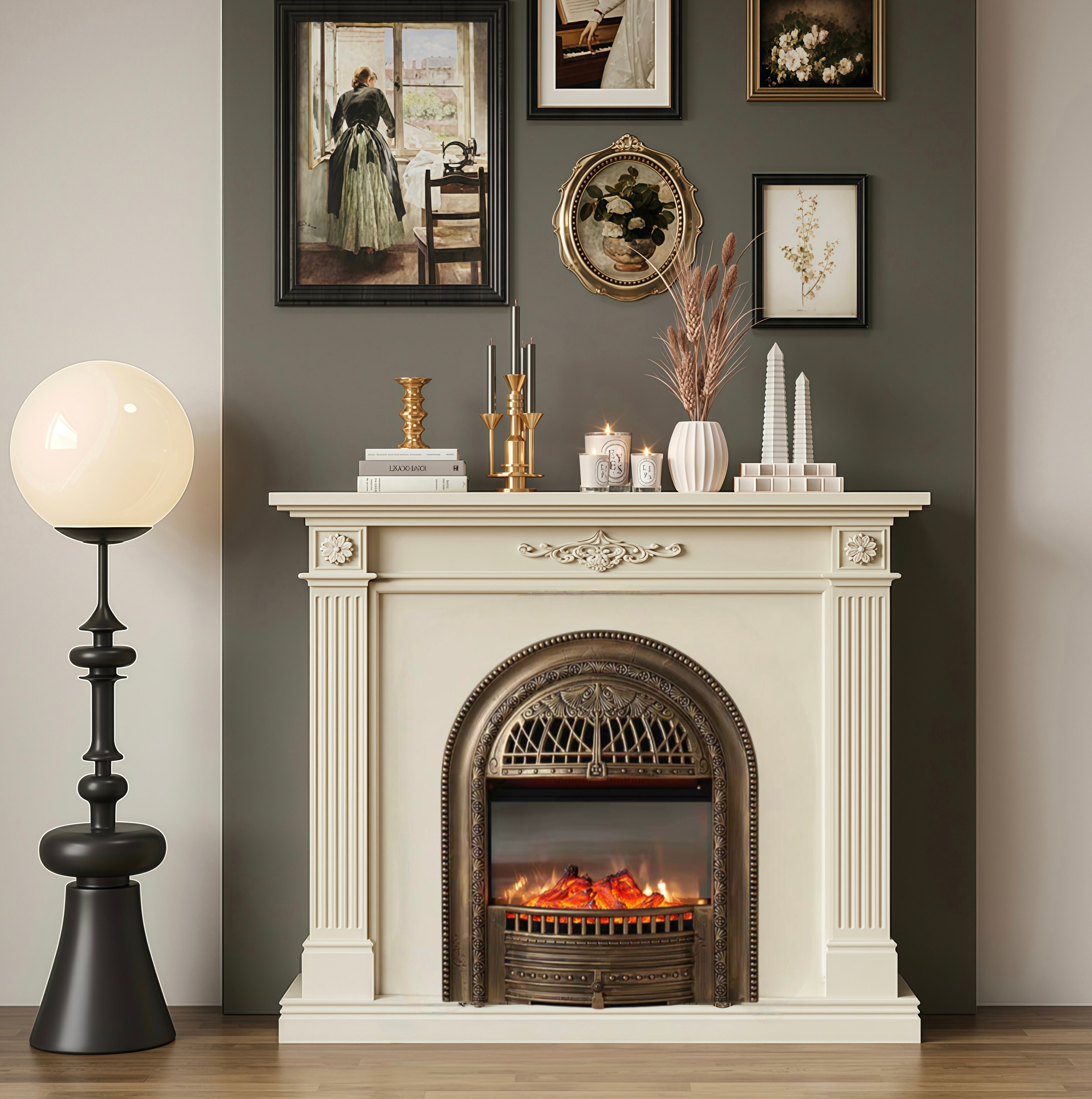 法式全实木壁炉柜美式客厅仿真火焰壁炉电视柜法式壁炉装饰柜定制