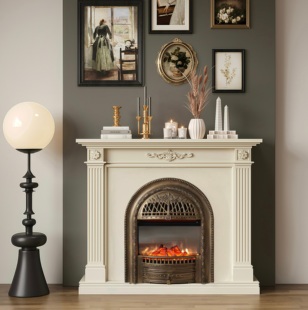 法式全实木壁炉柜美式客厅仿真火焰壁炉电视柜法式壁炉装饰柜定制