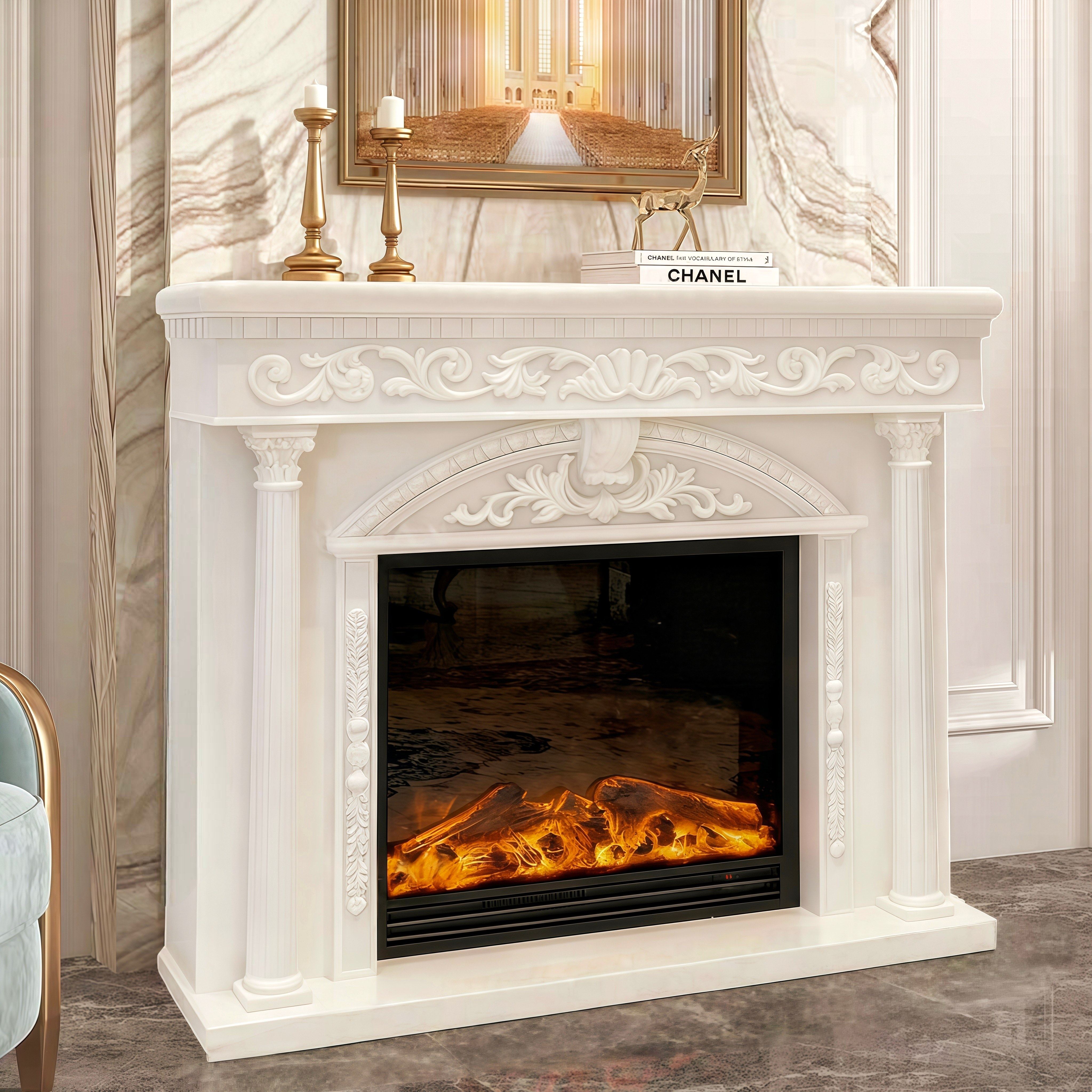 法式实木壁炉柜玄关柜别墅客厅仿真火壁炉法式壁炉装饰柜一体定制,住宅家具,壁炉架/壁炉柜,淘宝优惠券,粉丝福利购,淘宝优惠卷