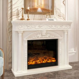 法式实木壁炉柜玄关柜别墅客厅仿真火壁炉法式壁炉装饰柜一体定制
