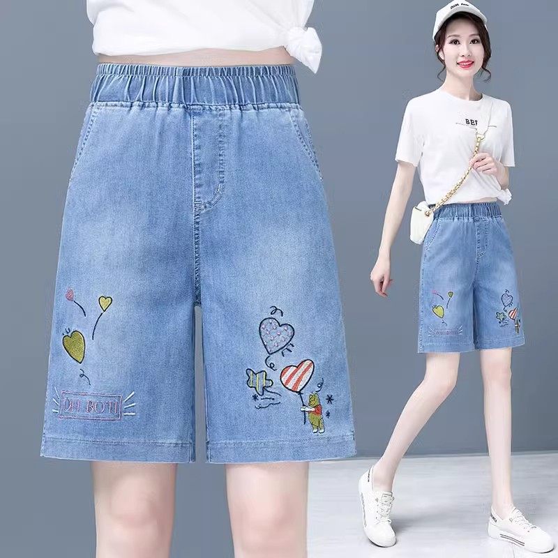 天丝牛仔短裤女夏季薄高腰宽松显瘦学生百搭阔腿冰丝五分休闲中裤,女装/女士精品,牛仔裤,淘宝优惠券,粉丝福利购,淘宝优惠卷