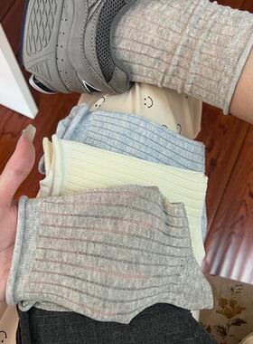 日系网眼堆堆袜纯色棉袜春夏薄款芭蕾风中筒袜ins透气卷边袜子女