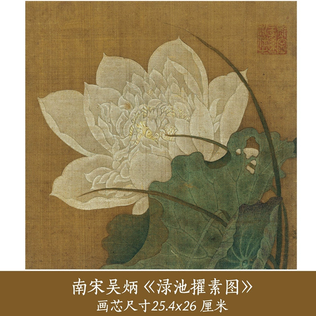南宋吴炳渌池擢素图国画工笔画花卉图彩色临摹底稿高清复制装饰画