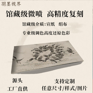 明 王守谦 千雁图纸本名家真迹微喷复刻长卷卷轴装裱装饰画临摹