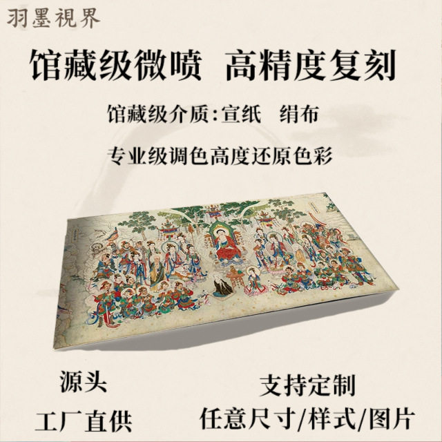 清 丁观鹏 法界源流图卷佛像手卷装裱长卷学习临摹客厅装饰画复制