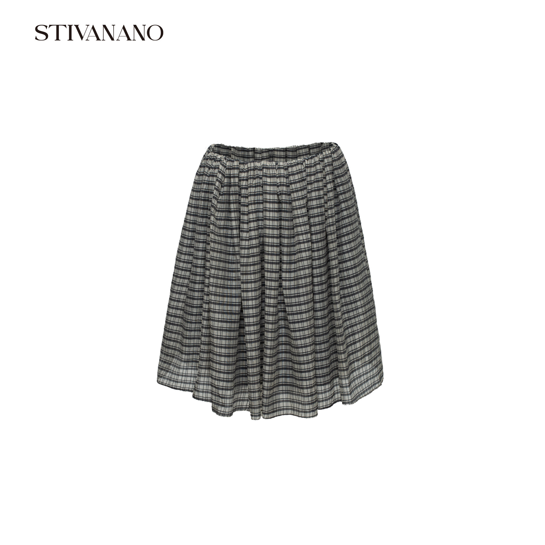 Stivanano 复古黑白格纹蓬蓬半裙