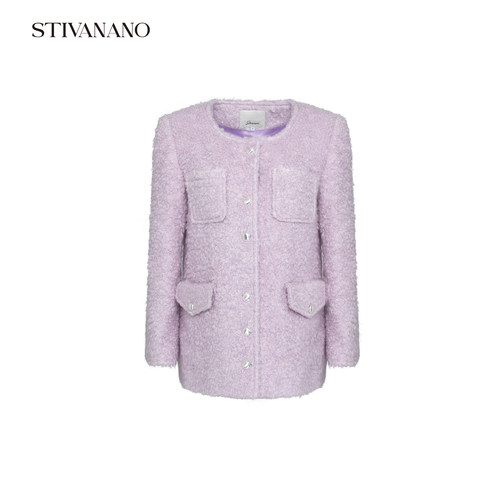 Stivanano U型领马海毛中长外套