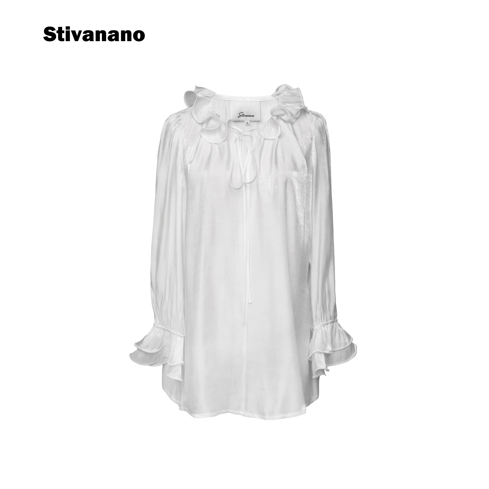 长袖衬衫裙Stivanano荷叶边领