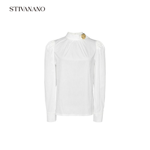 Stivanano衬衫褶皱衬衫金属扣