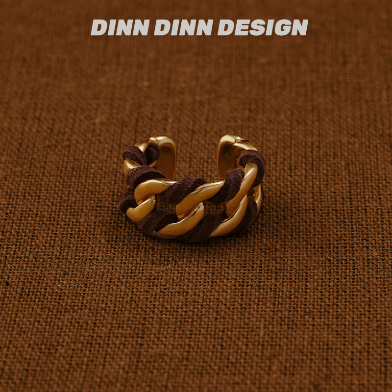 DINN DINN DESIGN麂皮简约戒指女小众设计时尚个性高级感冷淡风