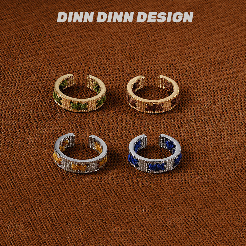 DINN DINN DESIGN彩色穿线戒指秋冬新款复古度假风小众设计百搭