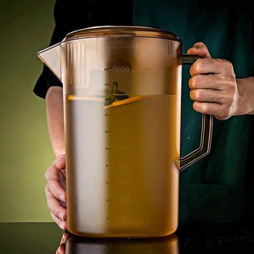 冷水壶家用耐高温塑料凉水杯大容量扎壶奶茶店专用量杯带刻度茶桶
