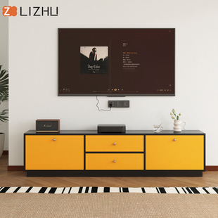 俪住定制复古撞色电视柜中古风地柜靠墙定制客厅卧室小户型电视柜