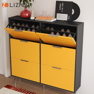 入户门口超薄鞋柜孟菲斯家用翻斗鞋柜收纳柜鞋架客厅玄关柜定制