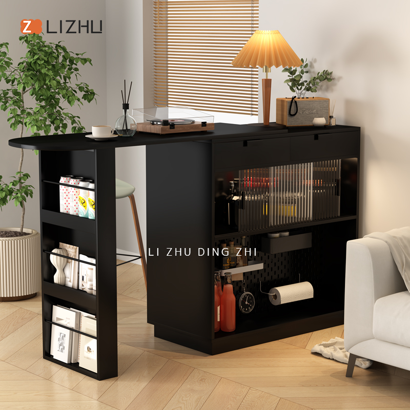 北欧吧台柜伸缩岛台岩板隔断边柜斗柜家用客厅收纳储物餐边柜定制