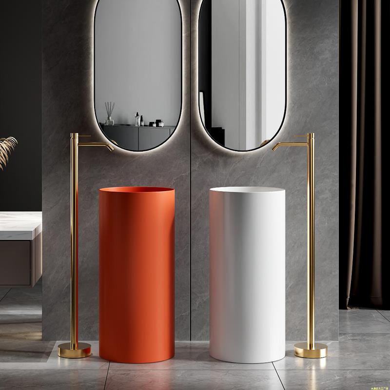 立柱盆酒店民宿小户型洗手盆陶瓷无孔一体落地洗脸盆