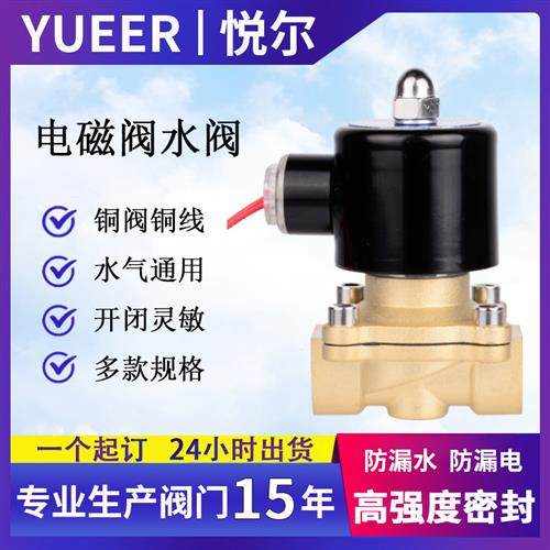 电磁阀水阀常闭防水进水阀4分6分24v管道电子自动开关控制阀220v