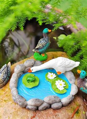 仿真小水池荷塘池塘模型微景观摆件假山鱼缸沙盘diy盆栽造景装饰