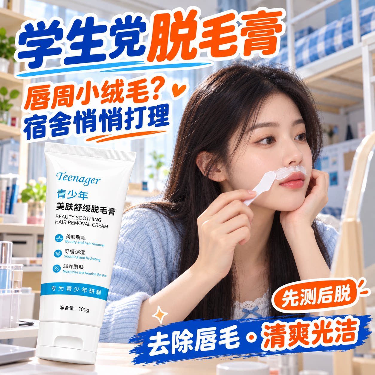 学生党宿舍脱毛膏女生敏感肌温和不刺激手臂腿毛腋下局部试不踩雷