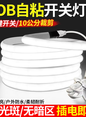 COB户外灯带led超亮防水220V自粘灯条带开关插头夜市摆摊照明灯带