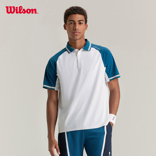 Wilson威尔胜官方25男士PRO TOUR网球运动复古撞色短袖POLO衫