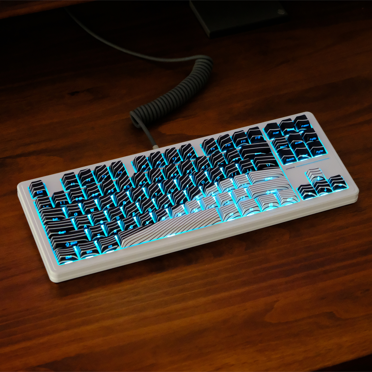 黑白波浪侧刻透光键帽 PBT 热升华机械键盘帽 wooting 美加狮键帽