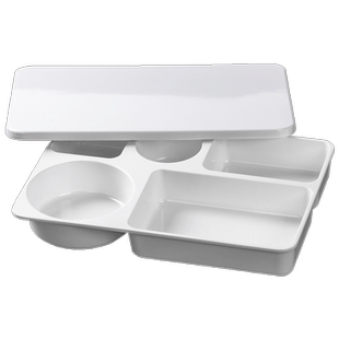 密胺分格餐盘加深带盖学校四格餐盒工厂食堂分格盘分隔快餐盘商用