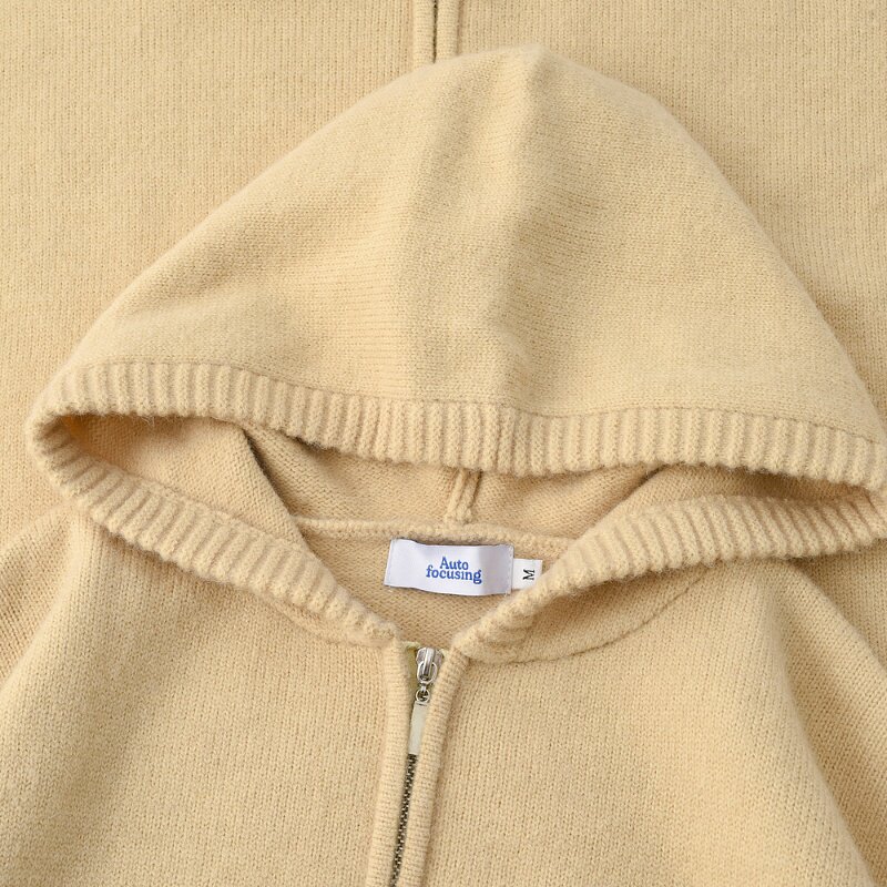 SOFT AND COMFORTABLE NEW HEAVYWEIGHT APRICOT OATMEAL LAPEL SWEATER MENS LOOSE CASUAL HOODED KNIT SWEATER WOMENS AUTUMN