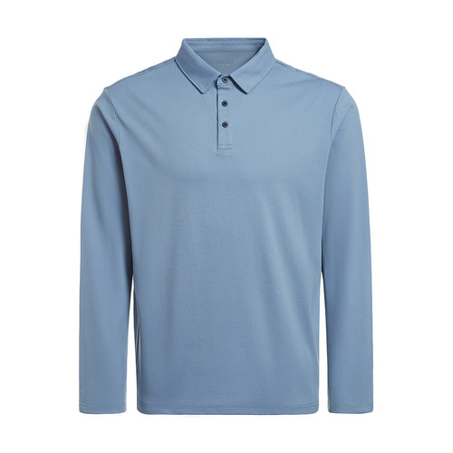 GYMANT肌肉蚂蚁秋季新款运动健身上衣挺阔中蓝色男翻领长袖POLO衫