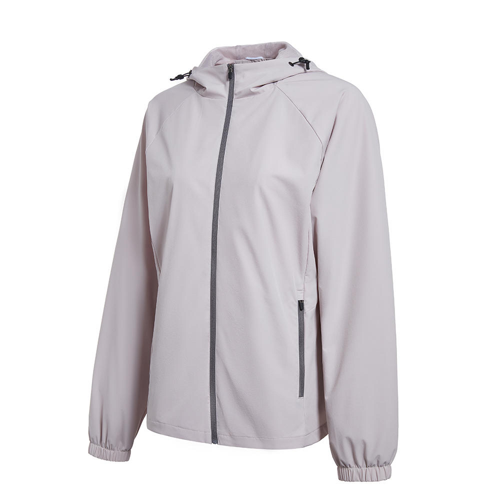 GYMANT肌肉蚂蚁秋季新款运动健身衣防风速干浅粉色女连帽双层风衣