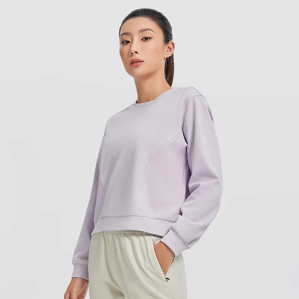 GYMANT肌肉蚂蚁冬季新款透气轻盈套头衫运动健身浅紫色女圆领上衣