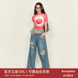 T恤女新款 打揽设计苹果短袖 甜辣bm风上衣 许愿苹果 ANNATTO