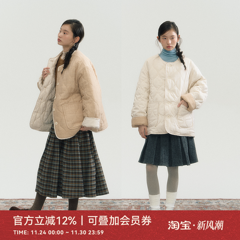 ANNATTO 原创设计冬季格子保暖棉服外套女