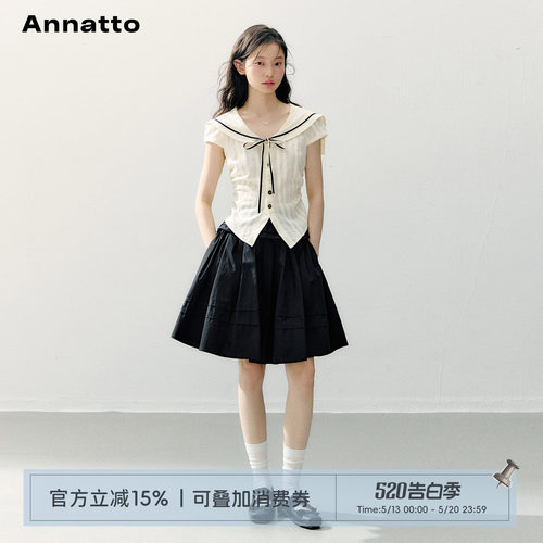 ANNATTO原创设计海军领短袖衬衫