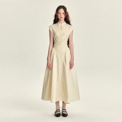 兰花刺绣新中式连衣裙改良旗袍