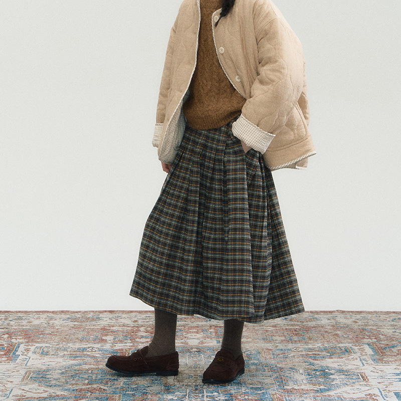 ANNATTO 原创设计2024秋冬新款a字格子中长款半身裙女
