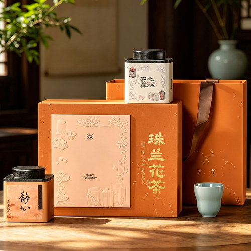 宋品安吉特产珠兰花茶双罐礼盒装中式复古商务送礼伴手礼