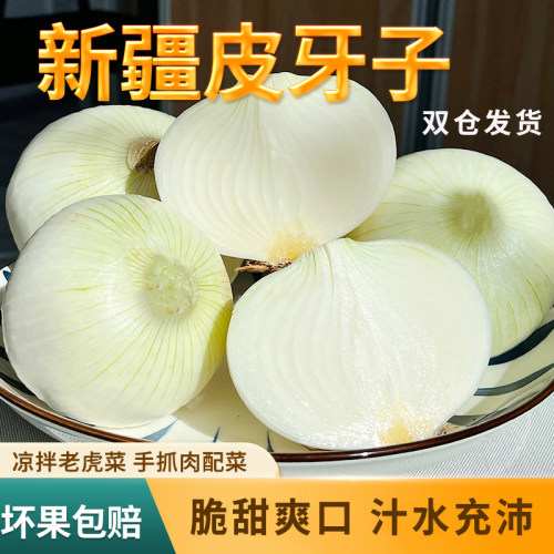 新疆正宗白皮牙子白皮芽子不是白玉水果洋葱甜味生吃不辣洋葱特产