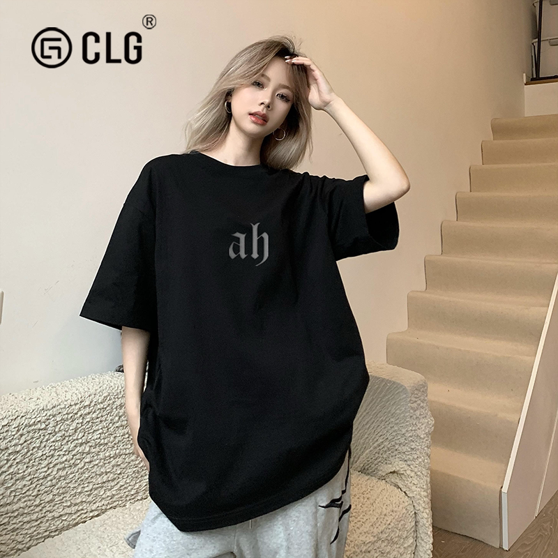 香港GLG潮牌重磅精梳棉短袖t恤男女款半袖潮流圆领宽松新款上衣夏