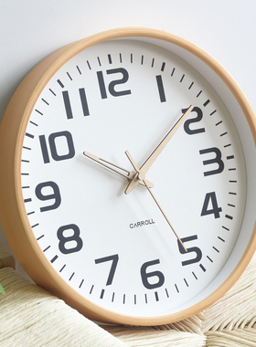 2025新款老人用大字实木挂钟餐厅北欧原木风钟表客厅简约现代大气