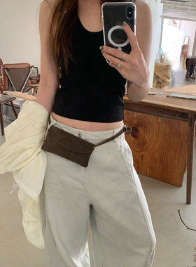 Unique blue真皮信封腰包牛皮休闲搭配配饰小包零钱包斜挎包